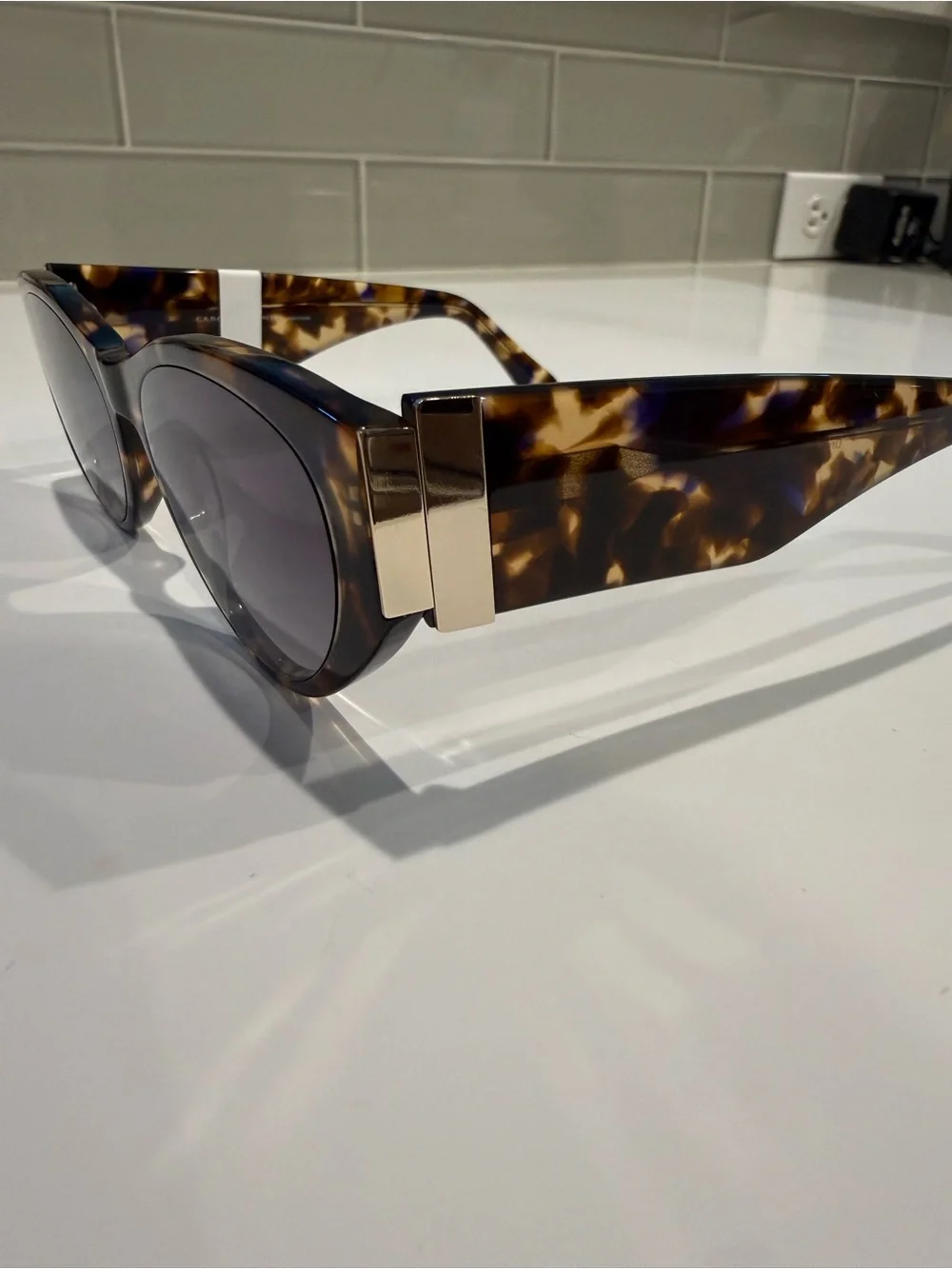 NEW Carolina Lemke Berlin Dree Brown & Blue Demi Cat Eye Sunglasses CL9188